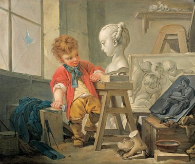 An Allegory of Sculpture (olja på duk) av Francois (and studio) Boucher
