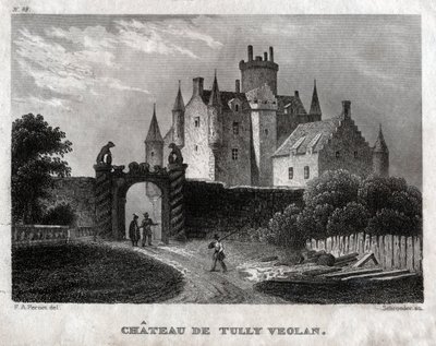 Craighall Castle. (Gravering, ca 1830) av Francois Alexandre (after) Pernot