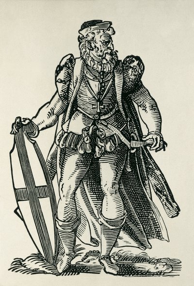 Riddare av Tyska orden. Illustration till "Cleri totius Romanae subiecti Ecclesiae", av Francois modius och Jost Amman. Frankfurt. 1585. Xylografi. FRANKRIKE. ILE-DE-FRANCE. Paris, Frankrike. Nationalbiblioteket av Francois & Amman Jost (1539 91) Modius
