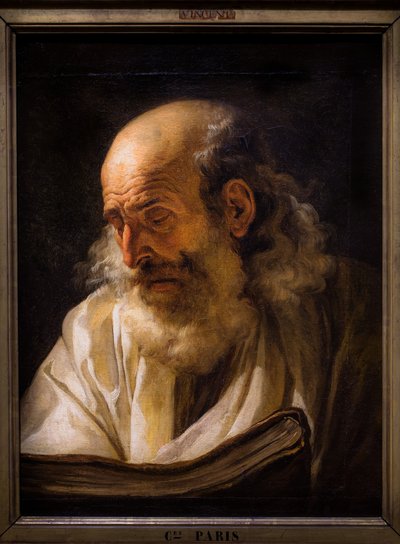 Gammal man som läser, cirka 1772-1773 (Olja på duk) av François André Vincent