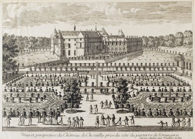 Utsikt över Chateau de Chantilly från Orangeriet, mitten av 1700-talet av Francois Antoine Aveline