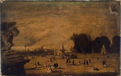 Vy över Place de la Concorde, nuvarande 8:e arrondissementet, mellan 1804 och 1858 (olja på trä) av Francois Antoine Leon Fleury