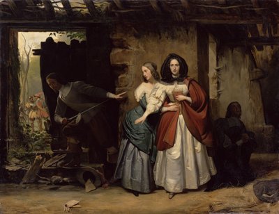 Flygningen av Henrietta-Maria av Frankrike, drottning av England 1638, 1835 av Francois Augustin Desmoulins
