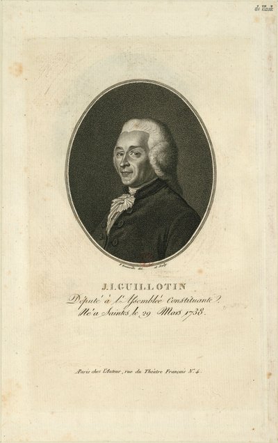 Porträtt av Joseph-Ignace Guillotin 1738-1814, 1796. av Francois Bonneville