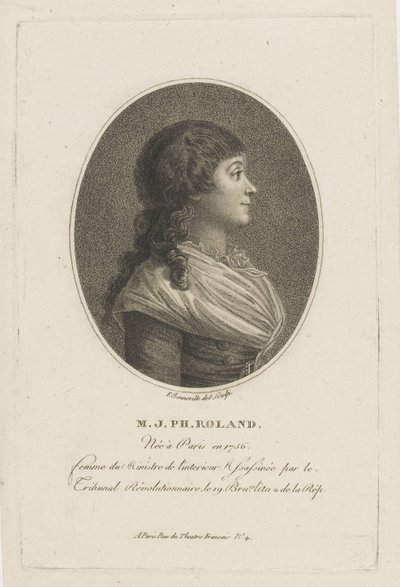 Porträtt av Madame Roland 1754-1793, ca. 1800. av Francois Bonneville