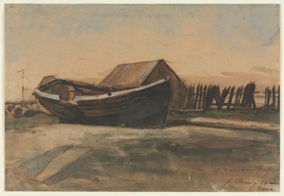 Båt på en strand, Le Tréport av François Bonvin