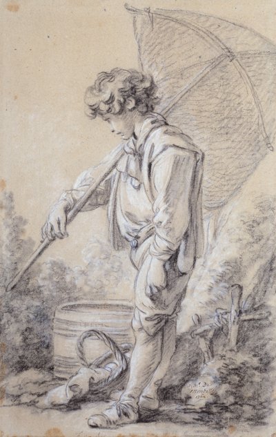 En pojke som håller ett nät av François Boucher