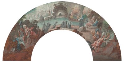Aeneas i underjorden, design för en solfjäder av François Boucher