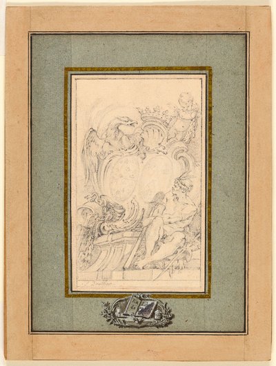 Armorial Bookplate för Crozat, Baron de Thiers av François Boucher
