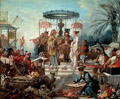 Kinesisk bröllopsscen bröllop vid kejsarens hov av Kina. Målning av Francois Boucher (1703-1770) 1740 Besançon, Musee des Beaux Arts av François Boucher