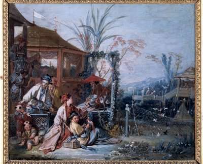 Chinoiserie: "" Jakten"" Målning av Francois Boucher (1703-1770). Besancon Museum of Fine Arts av François Boucher