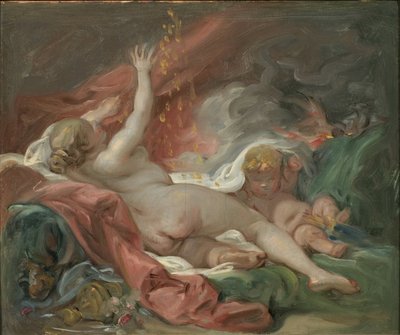 Danae, av Boucher, Francois (1703-1770). Olja på duk. Mått: 29x35 cm. Nationalmuseum Stockholm av François Boucher