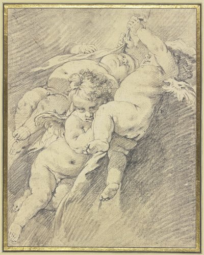Tre änglar som svävar i luften av François Boucher
