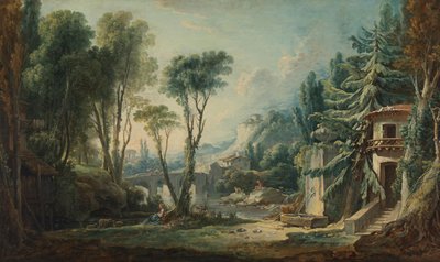 Herdlandskap med flod av François Boucher
