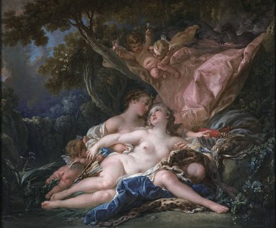 Jupiter förklädd till Diana och nymfen Callisto av François Boucher