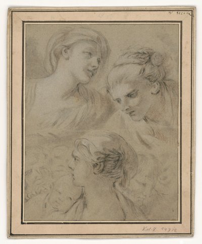 Huvudstudier som på ett illustrativt sätt visar olika känslor av François Boucher