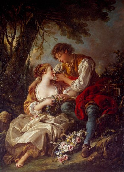 La cage Målning av Francois Boucher (1703-1770) 1763 sön. 0,93x0,73 m av François Boucher