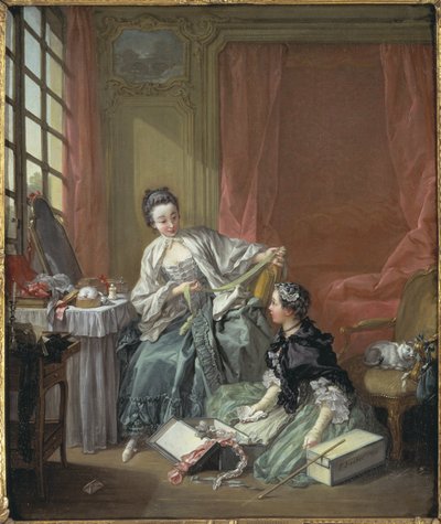 The Milliner - The Milliner, av Boucher, Francois (1703-1770). olja på duk av François Boucher