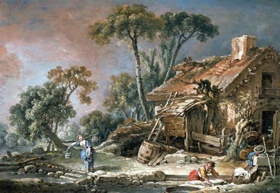 Landskap med bondgård av François Boucher