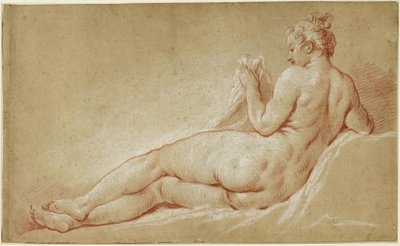 Liggande kvinnlig akt, sedd bakifrån av François Boucher