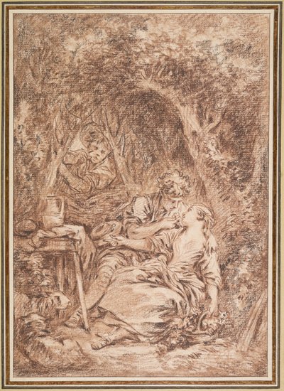 Överraskade älskare (Annette och Lubin) av François Boucher