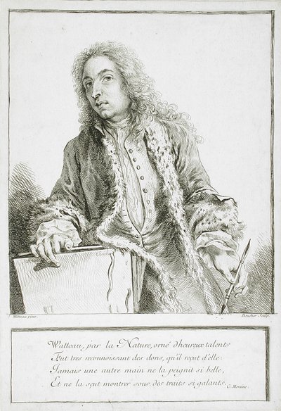 Porträtt av Antoine Watteau av François Boucher