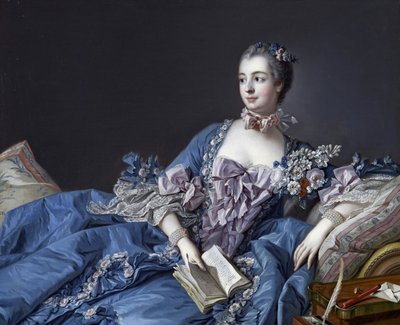 Porträtt av Marquise de Pompadour (1721-1764) (Porträtt av Jeanne Antoinette Poisson, Marquise de Pompadour (känd som Madame de Pompadour) av François Boucher
