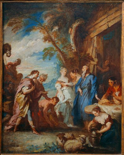 Rebecca tar emot Abrahams gåvor från Eliezer... av François Boucher