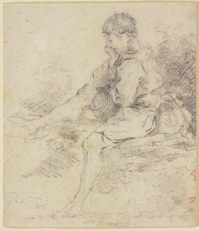 Sittande pojke med bara ben av François Boucher