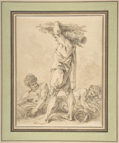 Stående man som bär fasces och vapen av François Boucher