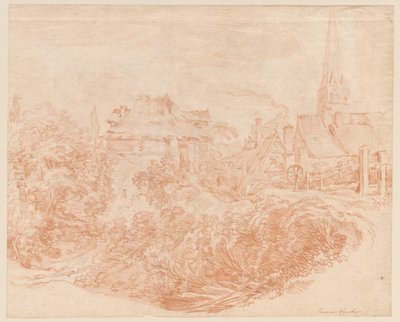 Utsikt över byhusen och kyrktornet av François Boucher