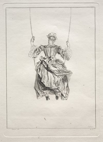 Kvinna på en gunga, sedd bakifrån av François Boucher