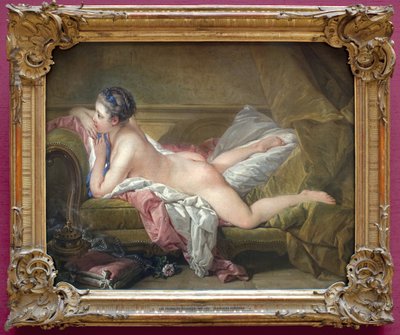 Ung flicka som ligger ner (porträtt av Marie Louise O Murphy). Naken i en soffa eller den blonda odalisken. (Marie-Louise O
