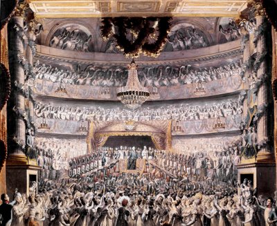 Ludvig XVIII (1755-1824) deltar i teatern i Odeon vid en fest anordnad av nationalgardet i Paris 1819 Teckning av Francois Buffet (1789-1843) Sön. 36x44 cm Versailles, musee du chateau av Francois Buffet