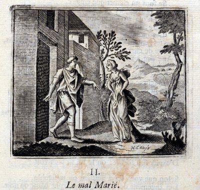 Ondskan gifter sig. Fabler av Jean de La Fontaine (1621-95). Illustration av François Chauveau (1613-1676). Upplaga från 1728. av Francois Chauveau
