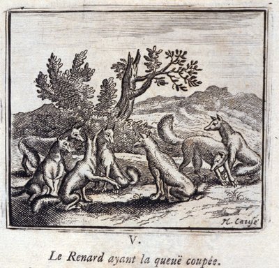 Illustration från "Fables of Jean de la Fontaine" (litho) av Francois Chauveau
