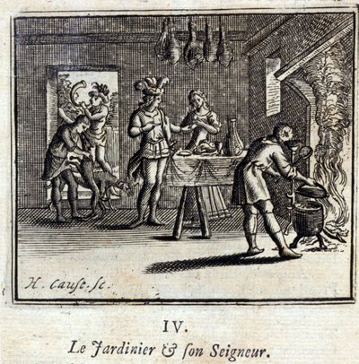 Trädgårdsmästaren och hans herre Fabler av Jean de La Fontaine (1621-95). Illustration av François Chauveau (1613-1676). Upplaga av 1728. av Francois Chauveau