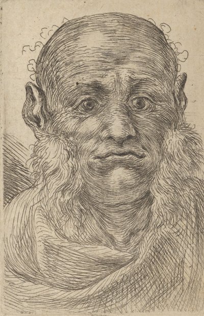 Mask of a Bald Man with Tufty Sideburns, från Divers Masques, ca. 1635-45. av Francois Chauveau