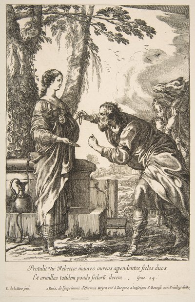 Rebecca och Eliezer. av Francois Chauveau