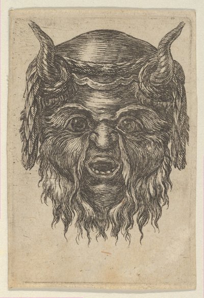 Satyrmask med en lagerkrans draperad över hornen, från Divers Masques, ca. 1635-45. av Francois Chauveau