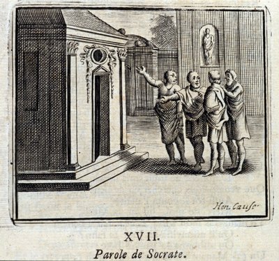 Sokrates ord. Fabler av Jean de La Fontaine (1621-95). Illustration av François Chauveau (1613-1676). Upplaga av 1728. av Francois Chauveau