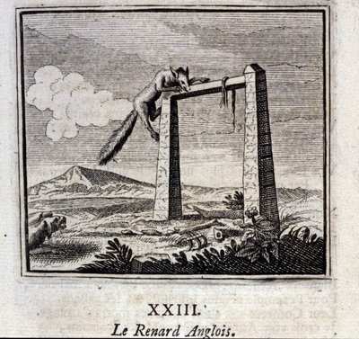 Den engelska räven. Fabler av Jean de La Fontaine (1621-95). Illustration av François Chauveau (1613-1676). Upplaga av 1728. av Francois Chauveau