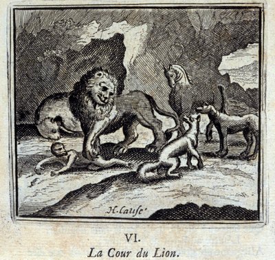 Lejonrätten. Fabler av Jean de La Fontaine (1621-95). Illustration av François Chauveau (1613-1676). Upplaga från 1728. av Francois Chauveau