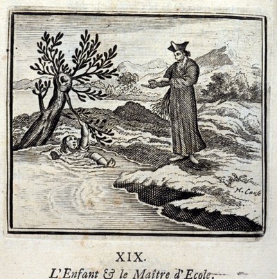 Barnet och skolmästaren. Fabler av Jean de La Fontaine (1621-95). Illustration av François Chauveau (1613-1676). Upplaga från 1728. av Francois Chauveau