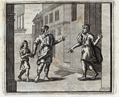 Depositarien är otrogen. Fabler av Jean de La Fontaine (1621-95). Illustration av François Chauveau (1613-1676). Upplaga av 1728. av Francois Chauveau