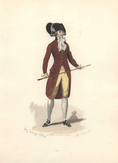 Man i stor svart bicornhatt, era av Marie Antoinette. av Francois Claudius Compte-Calix