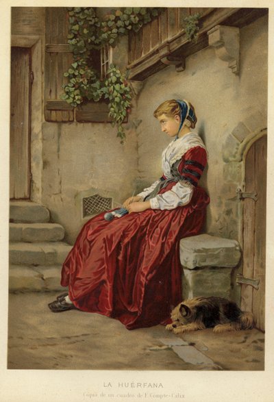 The Orphan (chromolitho) av Francois Claudius Compte-Calix