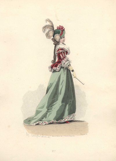 Kvinna i kavaj och kjol, era av Marie Antoinette. av Francois Claudius Compte-Calix