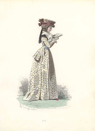 Kvinna som läser en bok, Marie Antoinettes era. av Francois Claudius Compte-Calix