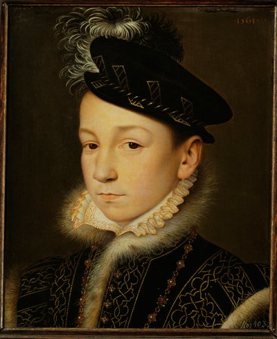 Kung Karl IX av Frankrike ... (olja på ek) av François Clouet